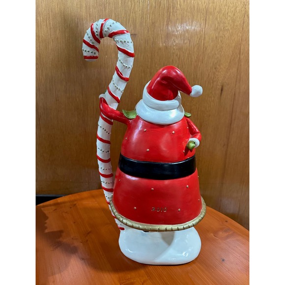 23" Tall  Resin Santa with Candy Cane Staff - Picture 4 of 7